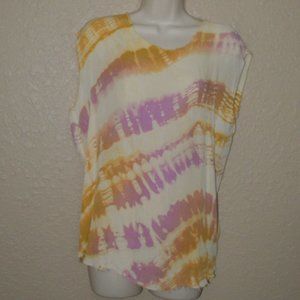 NWOT Sz 1 S Raquel Allegra Beige Tie Dye Blouse